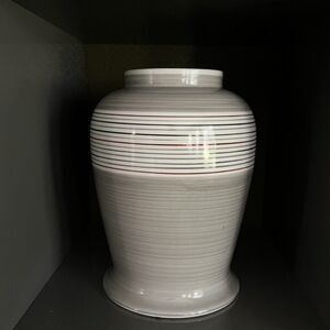 VINTAGE 1979 The Haldon Group Japanese Ceramic Vase Gray Multi Striped Pottery